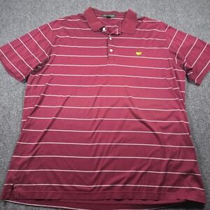 Masters Amen Corner Golf Polo Shirt Men 2XL Red Stripe Embroidery Logo XXL